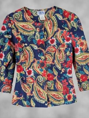 BFA Classics Colorful Paisley Spring Lightweight Cotton Blazer/Jacket Size 12P